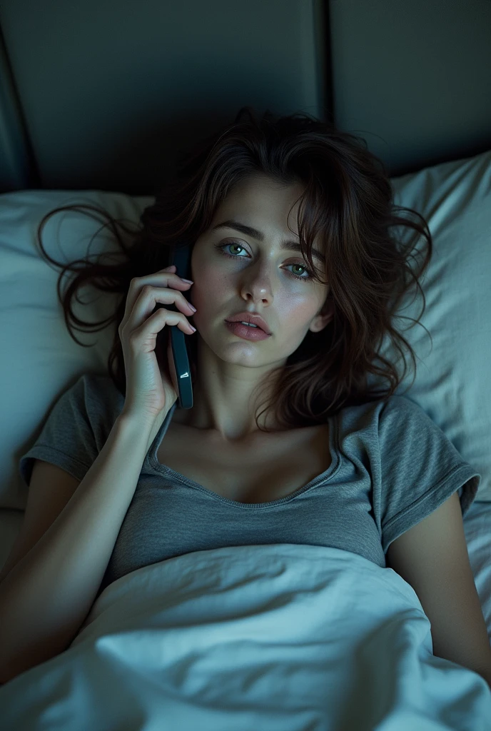 Scene 2: Phone Call with Mom**
- **Visual Description**: A close-up shot of Sara, still in her pajamas, with messy hair and tired eyes, holding her phone to her ear. You can show a speech bubble with her saying, "I’m not getting enough sleep, Mom."
. Use same character as last