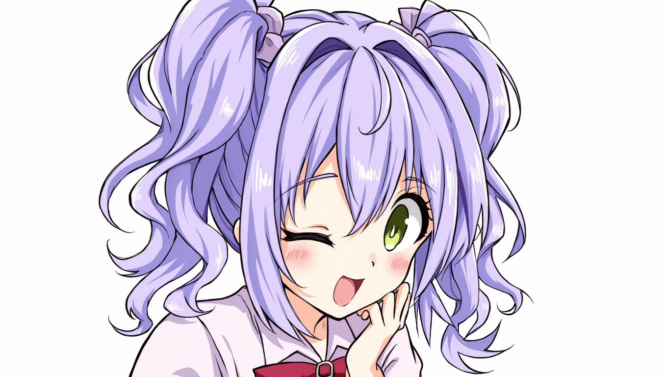 Girl with purple pigtails anime