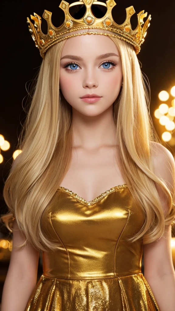 Blonde, Golden Eyes, crown,