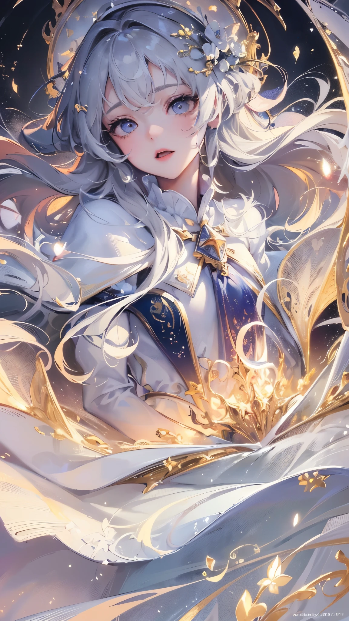 ((Highest quality)),(Ultra-high resolution),(Super detailed),(Detailed Description),((The best CG)),(masterpiece),Highly detailed art,(Art with precise detail:1.5), Pure white snow falling, Heartache, When you dream, Wind, ideal, Infinite Dreams, star, The glow of the moon,