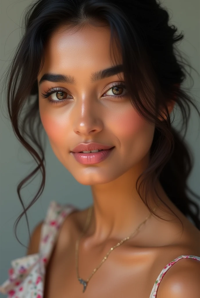 (photorealism:1.2), beautiful woman, Mrunal thakur an indian actress.