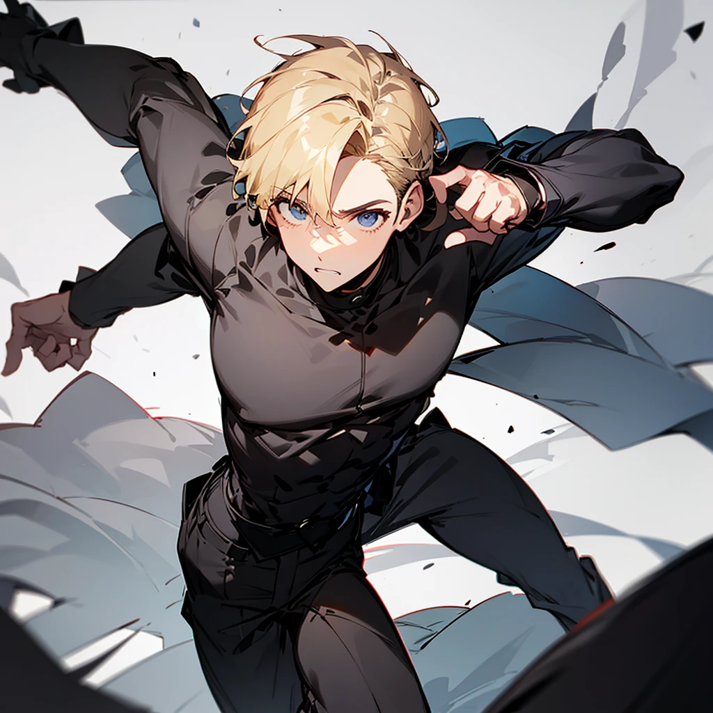 High-resolution model, Highest quality, Blonde、Reach out、injury、hero、male、Character profile, 