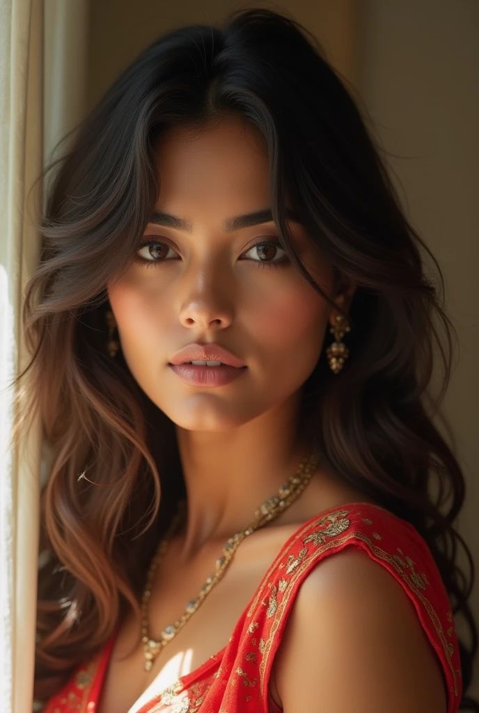(photorealism:1.2), beautiful woman, Mrunal thakur an indian actress. Full body. And her pussy are to good.