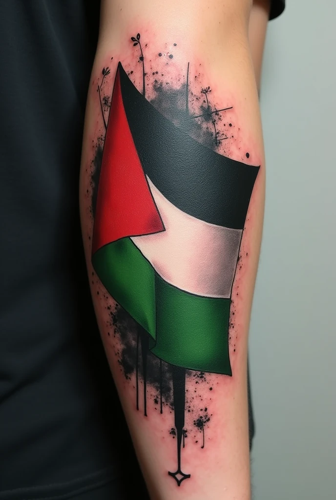 Palestine flag in tattoo template 
