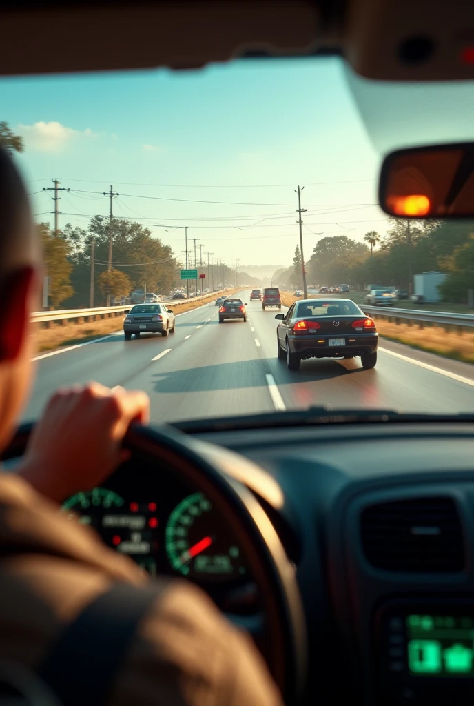Police:- 911 emergency, what are you reporting?
Chris:- our accelerator is struck!
Police:-  I'm sorry?
Chris:- our accelerator is struck! We're going 120, mission George.
We're....We're in trouble 
We can't there's no brake
Police:- Okayy
Chris:- end freeway half mile!
We're approaching an intersection. Hold on. Hold on.  Pray pray pray 
Police:- hello?

Generate this conversation in a picture 