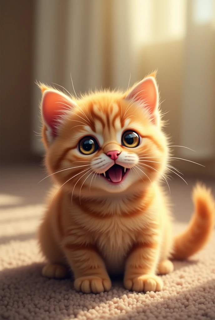 A cute brown cat saying sachini..