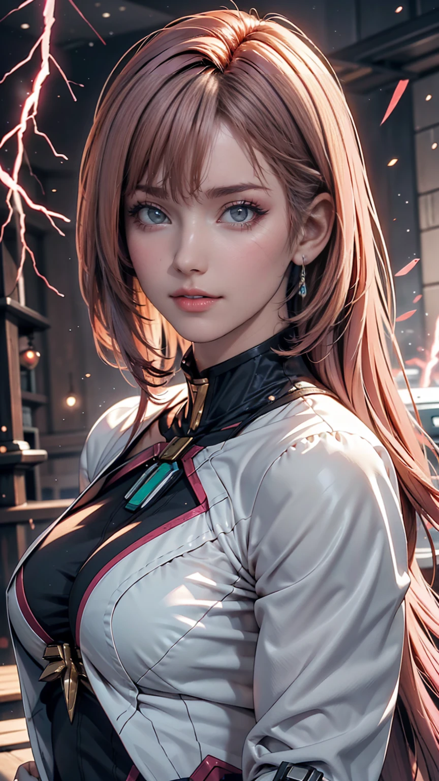 Haman Kahn, flapper(Hairstyle)、Mobile Suit Z Gundam、Neo Zeon Leader、Pink Hair Color、One girl, Mature Woman, masterpiece, Spacenoid Queen, spouse, goddess, Realistic, Mature Woman, Realistic shading, Smooth Lightning, High resolution, 8k, Absurd, high quality, Incredible detail, Body Accessories, elegant, wallpaper