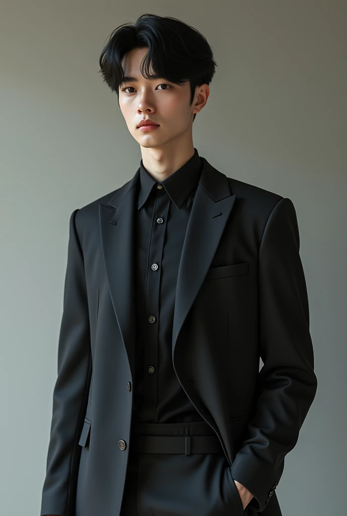 A 27-year-old man who is 185 cm tall、Handsome man with straight black hair, long face and round eyes