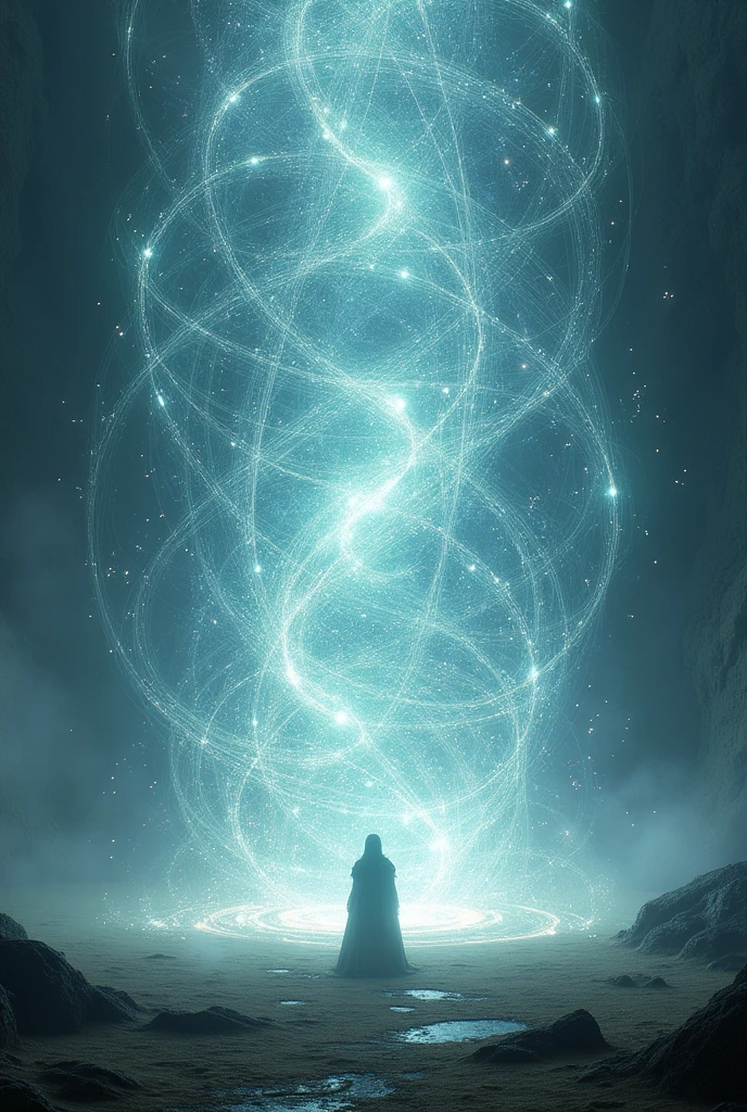 Create a light barrier around the user, this barrier is very big, It must emanate a mystical energy with a tone of sacred magic.