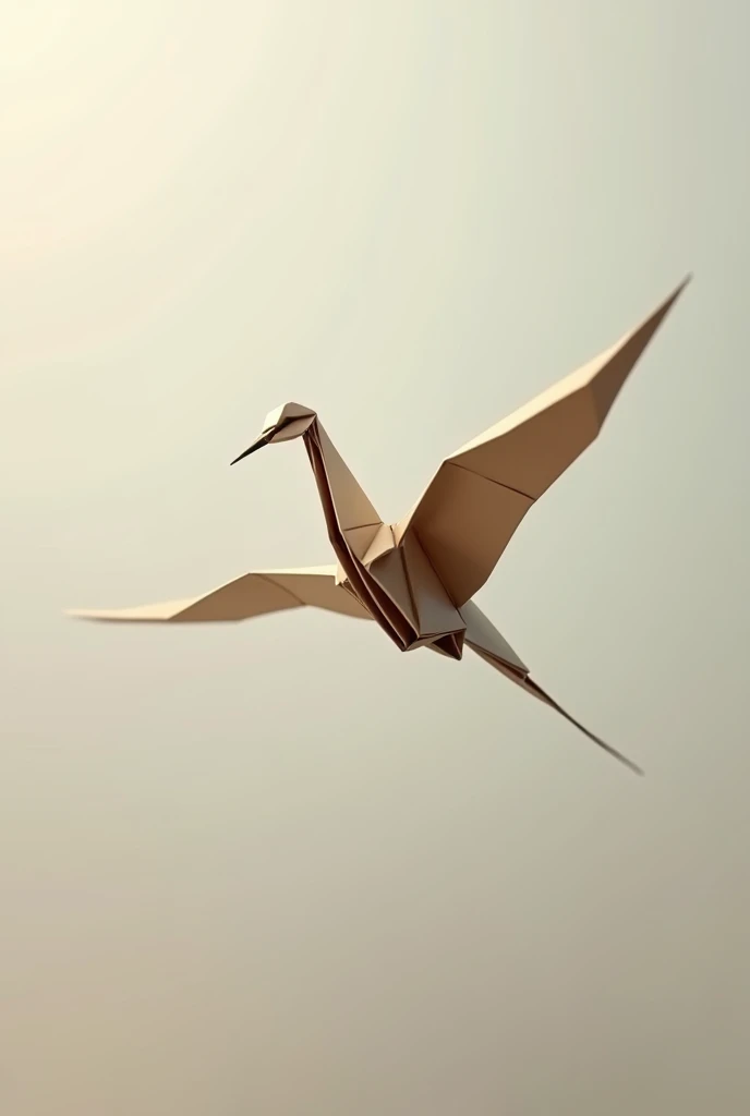 A folded paper crane flying straight
