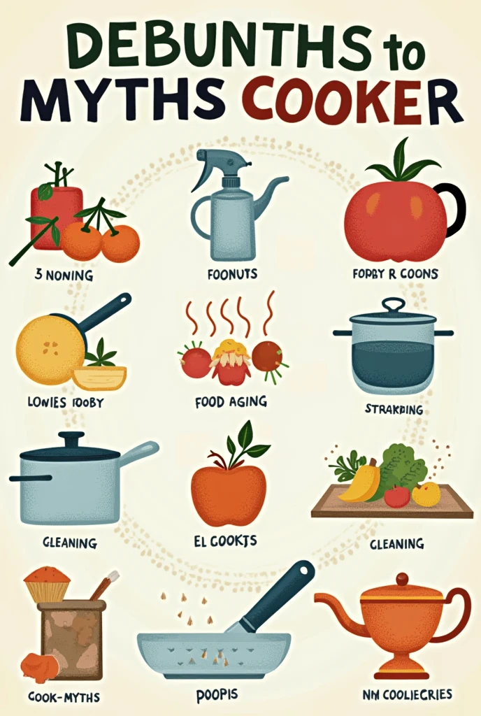 Your next task is to create a post- debunking myths about cooking and also about cleaning, make a poster in English language.
