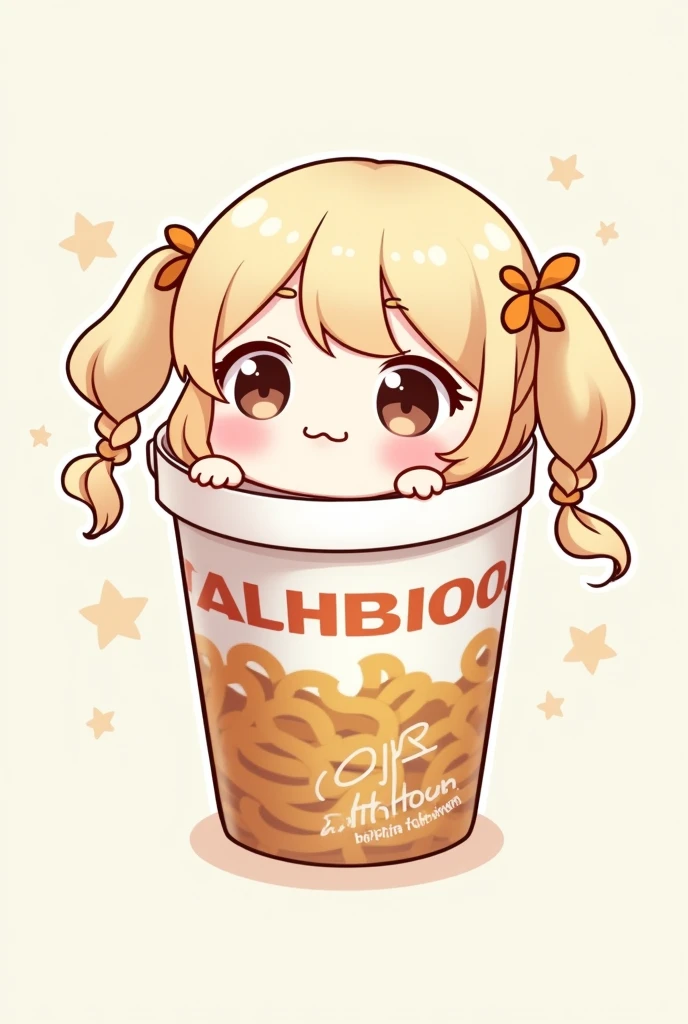 Cute girl-style cup noodle illustration character