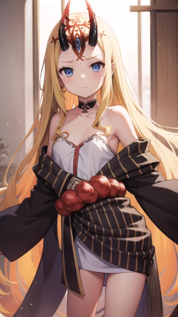 sword_maiden,sword maiden, long hair, blonde hair, blindfold, (black blindfold:1.2) , necklace ,  large breasts,  jewelry, very long hair, best quality, sharp focus, (8k), (4k), (Masterpiece), (Best Quality), (realistic skin texture), extremely detailed, hyper detailed, , illustration, soft lighting, , high resolution, sharp detail, blush, (cowboy_shot:) ,(dokyo_street_background:1.4), (sailor_shirts:1.4) ,(sailor_skirt:1.3),( skirt lfit, holding skirt, skirt lift up, panty:1.3), day, bright, 정면