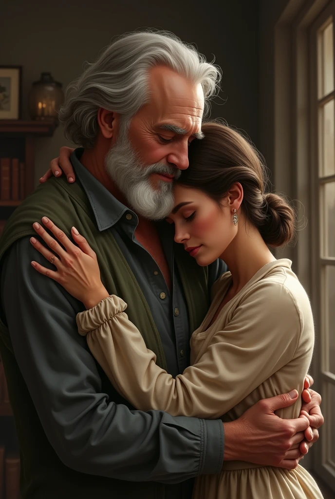 A woman hugging her father