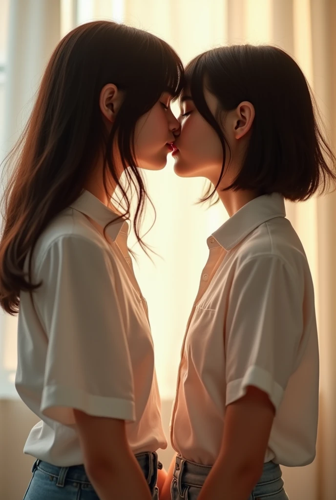 Kitagawa Umi and Kotori Yurokuka kiss