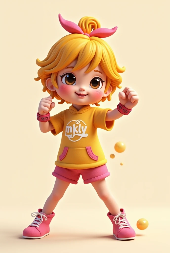 A cute girl-like cup noodle character is making a fighting pose