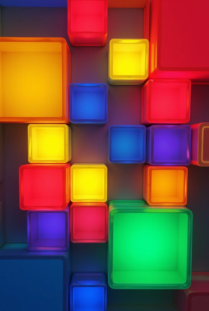 Create a background where are manu square shape of different colours such as :- overly bright (yellow, red,...)
Neon,
Each square has single colour