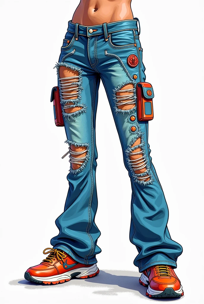 Make colorful a beautiful unique sketch of jeans