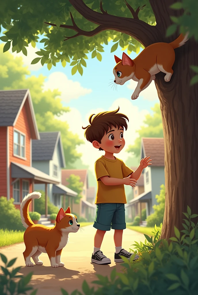 The Stray Cat:
Tommy finds a stray cat stuck in a tree and helps it get down. He decides to take the cat to the local shelter where it can be cared for. Tommy learns that his actions, though simple, play a big role in making sure animals are safe and happy.