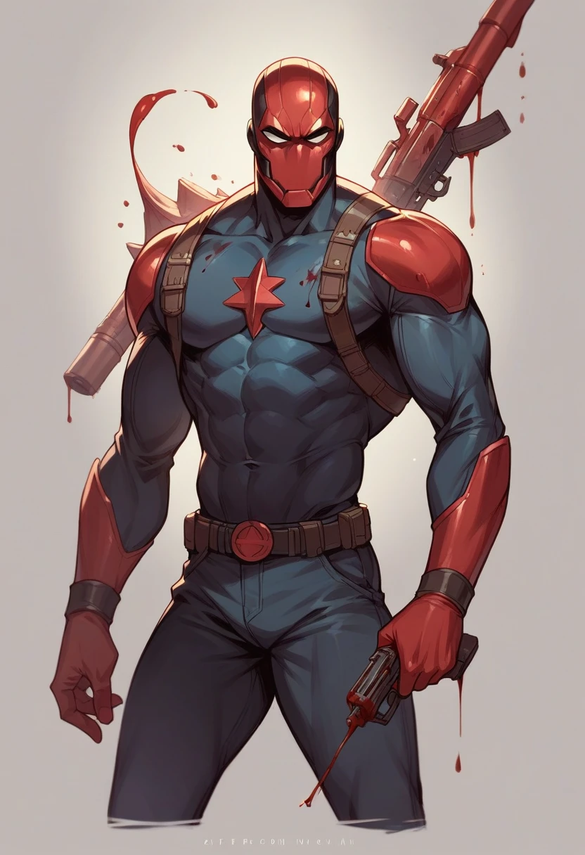 A human indigenous, with a crossbow in his hand and bathed in blood for having killed a supervillain