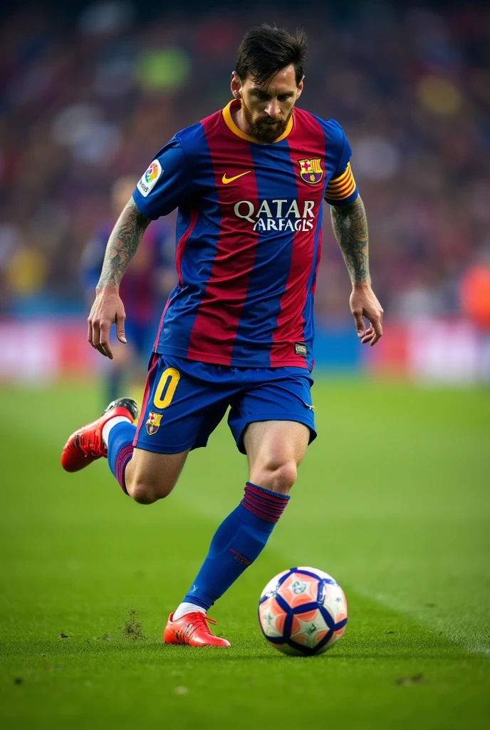 Photo playing ball messi