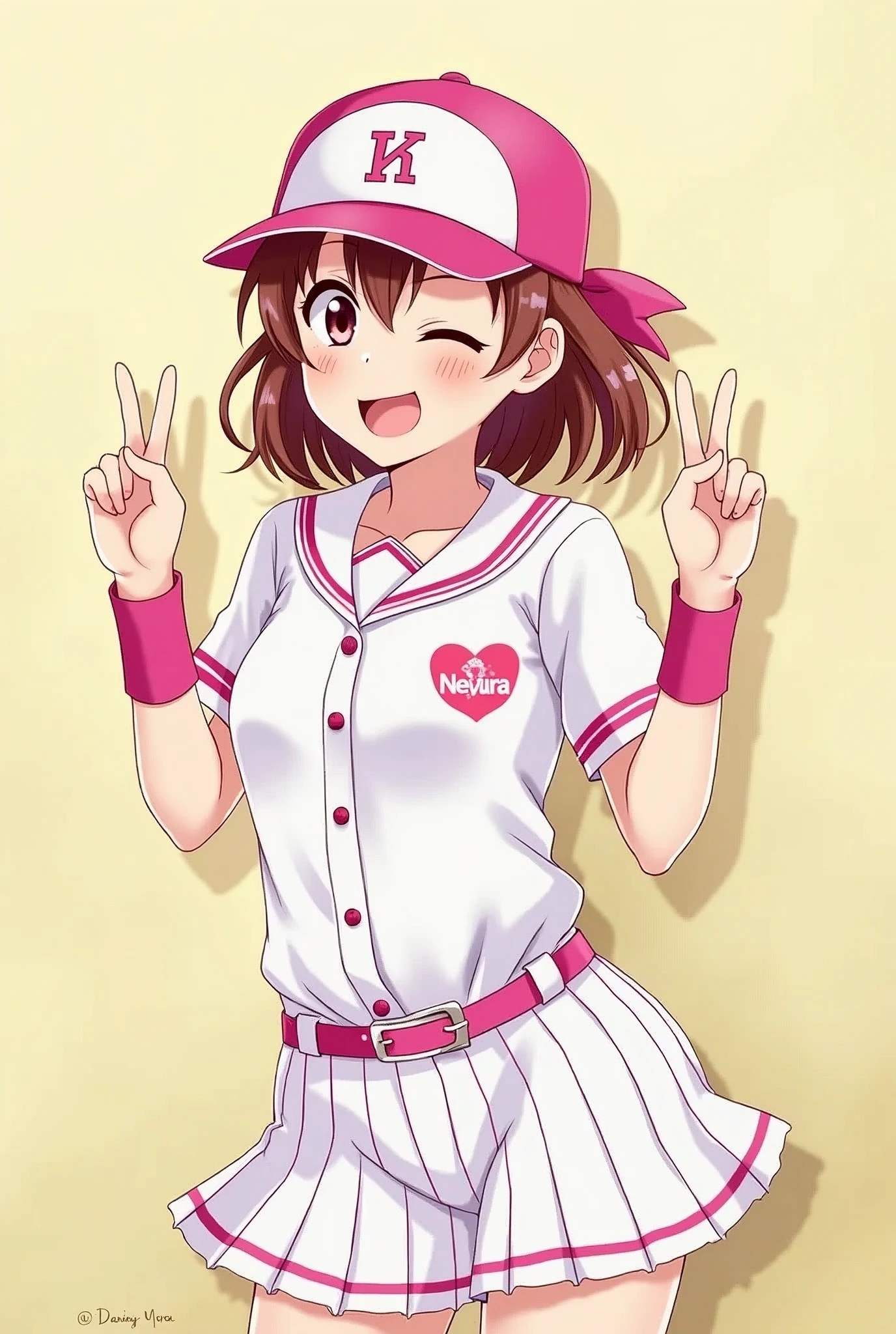 Princess Knight Academy High School、The girls' baseball team is made up of only boys who have been transformed into big-breasted shemales.、Captain Arisu Himemiya also works as an idol。
Sticking out tongue with ecstatic expression、Making a V sign with both hands and having yogurt sauce on her face。