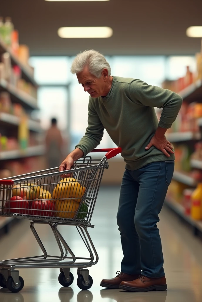 a person who's pushing a regular trolley then having a back pain