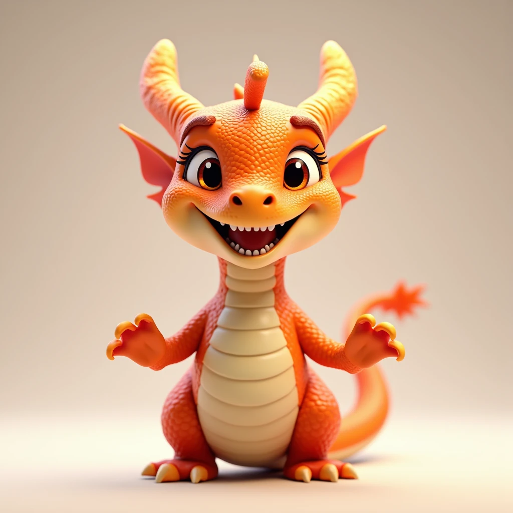 Dragon, smiling, enthusiastic, fair skin, 3D, cartoon, cute, solo, full body, standing,UhD, 8K, HDR, 3D rendering, Anime, digital painting, Front view, Pixar, HD, full body character design.  + details + Cinematic + Color Grading + detailed + beautifully color - coded + insane details + intricate details + beautifully color graded + Unreal Engine, Cinematic