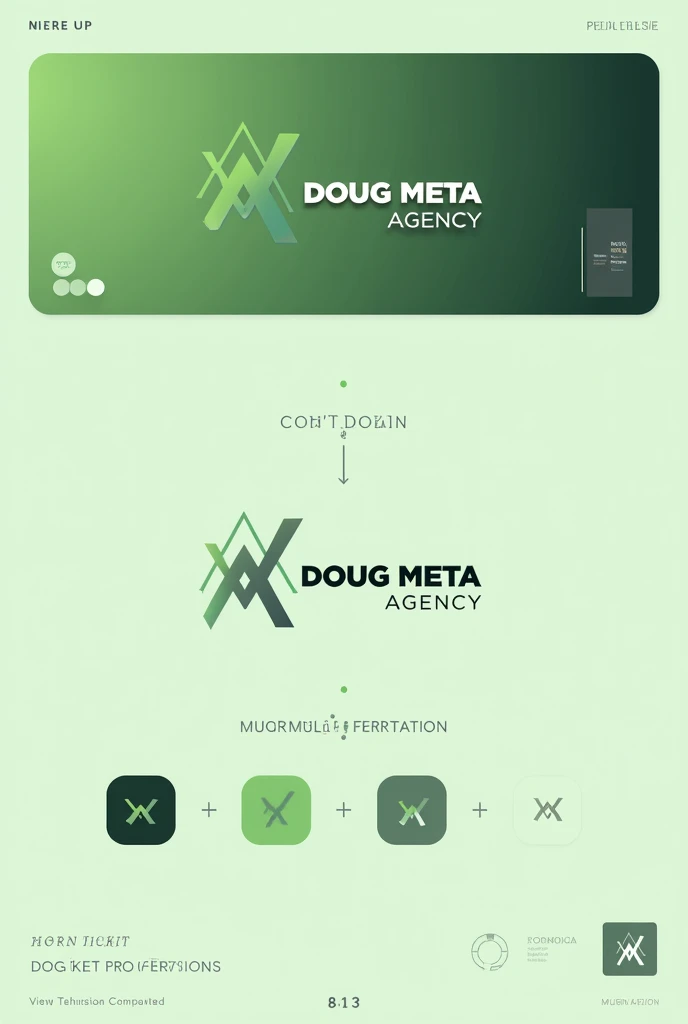 Hello, I would like to create a logo for my agency, her name is Doug Meta Agency, colors can be green and black