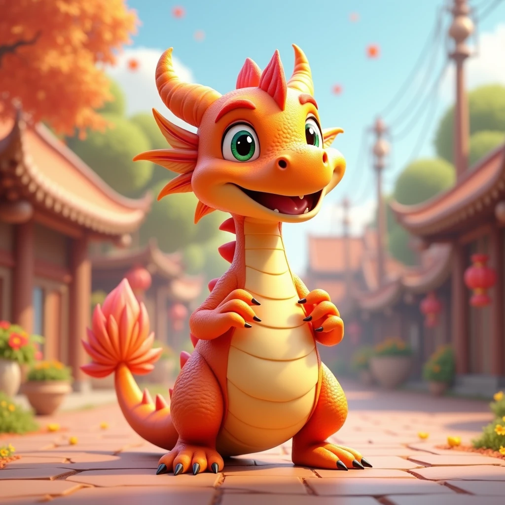 Dragon, smiling, enthusiastic, fair skin, 3D, cartoon, cute, solo, full body, standing,UhD, 8K, HDR, 3D rendering, Anime, digital painting, side view, Pixar, HD, full body character design.  + details + Cinematic + Color Grading + detailed + beautifully color - coded + insane details + intricate details + beautifully color graded + Unreal Engine, Cinematic