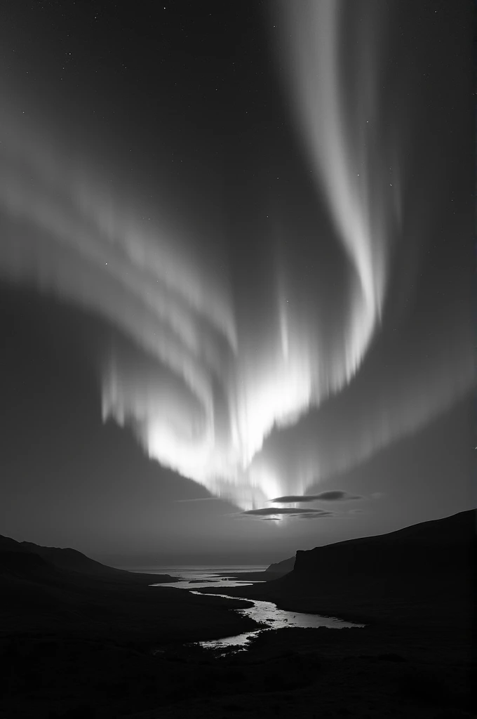 Northern lights black white