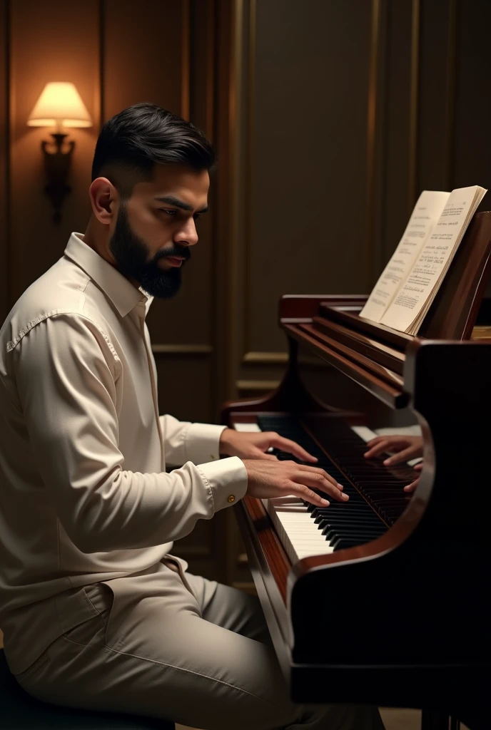 Virat Kohli playing piano