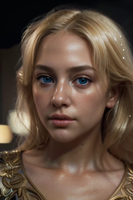 A highly detailed and beautiful girl, masterpiece, best quality, ultra detailed, world theater, extremely detailed, 1 girl, blonde hair, high resolution, illustration, looking at viewer, oil painting, realistic, photorealistic, cinematic lighting, dramatic lighting, intricate details, volumetric lighting, depth of field, cinematic composition, dramatic atmosphere, emotional expression, elegant pose, beautiful eyes, beautiful lips, beautiful skin, flawless complexion