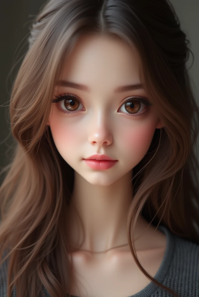 Best quality, It's working, (realistic: 1,2), 1 girl, Brown hair, Brown eyes, Front, detailed face, beautiful eyes