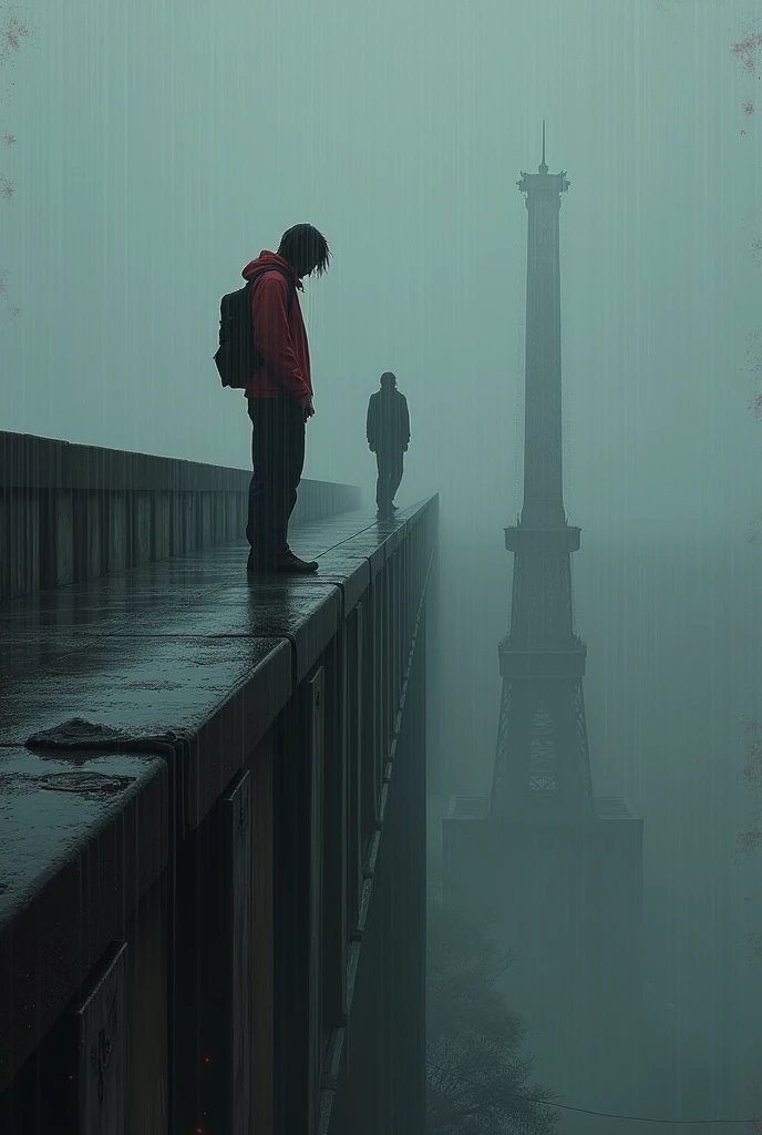 I guess it was a rainy day, I was crying, I was shaking, I was hesitating, i was standing on the Bridge ledge trying to jump off the bridge that's when I meet him. He was crossing the bridge.
Add red and white colour