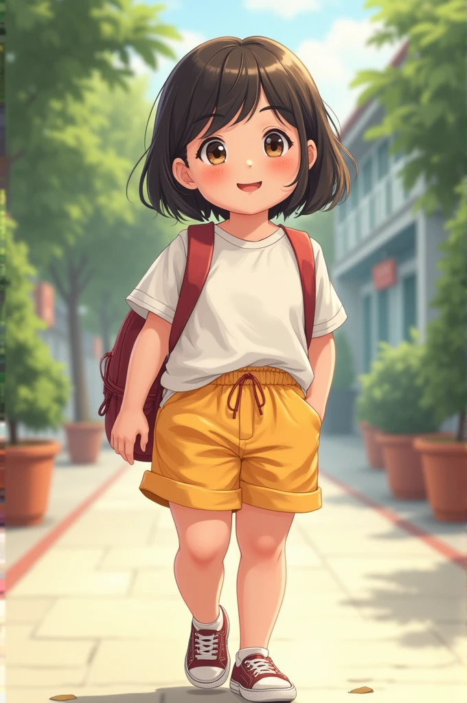 Summer short pants outfit chubby real junior high school first grade cute bob