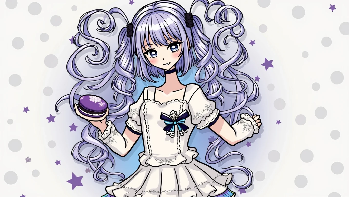 Purple pigtails , macaron, wonderland