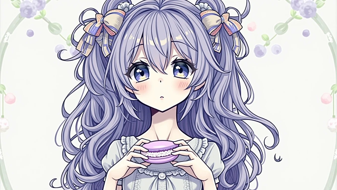 Purple pigtails , macaron, wonderland