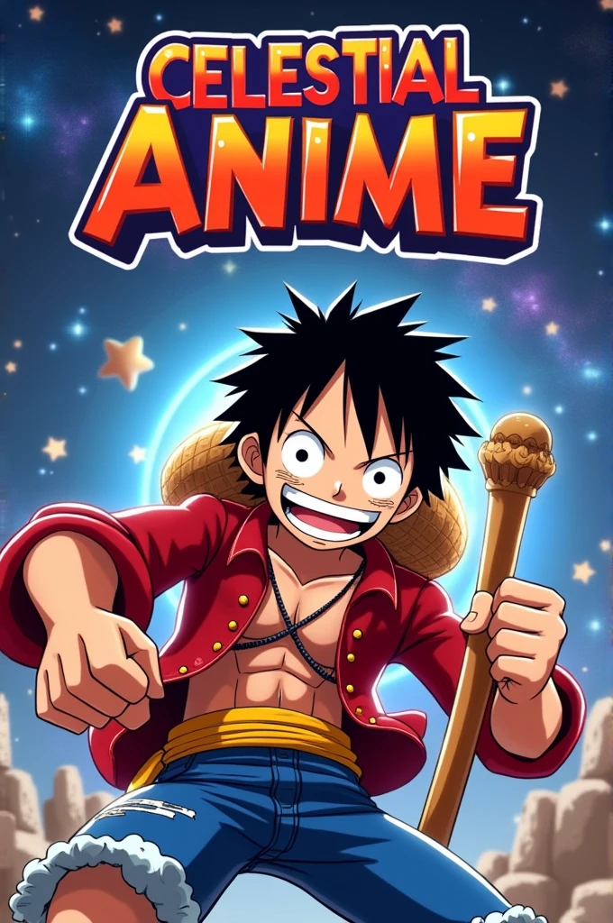 GPT chat create what option for a roblox game with anime character luffy on each cover a different one from a game similar to anime fighters simulator with the name celestial anime in red