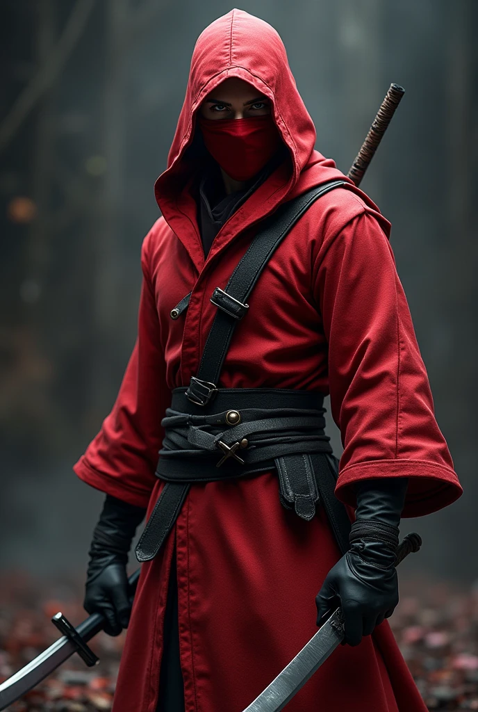 red ninja holding sword