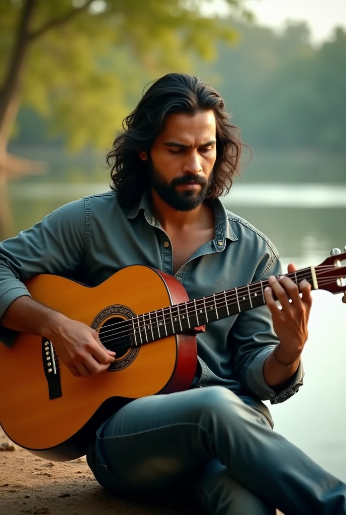 Mahendra Singh dhoni playing gitar