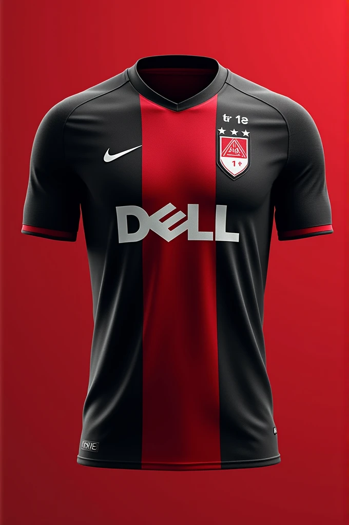 The Ajax team's uniform is black and red, and DELL is written as a sponsor in the middle of the uniform
