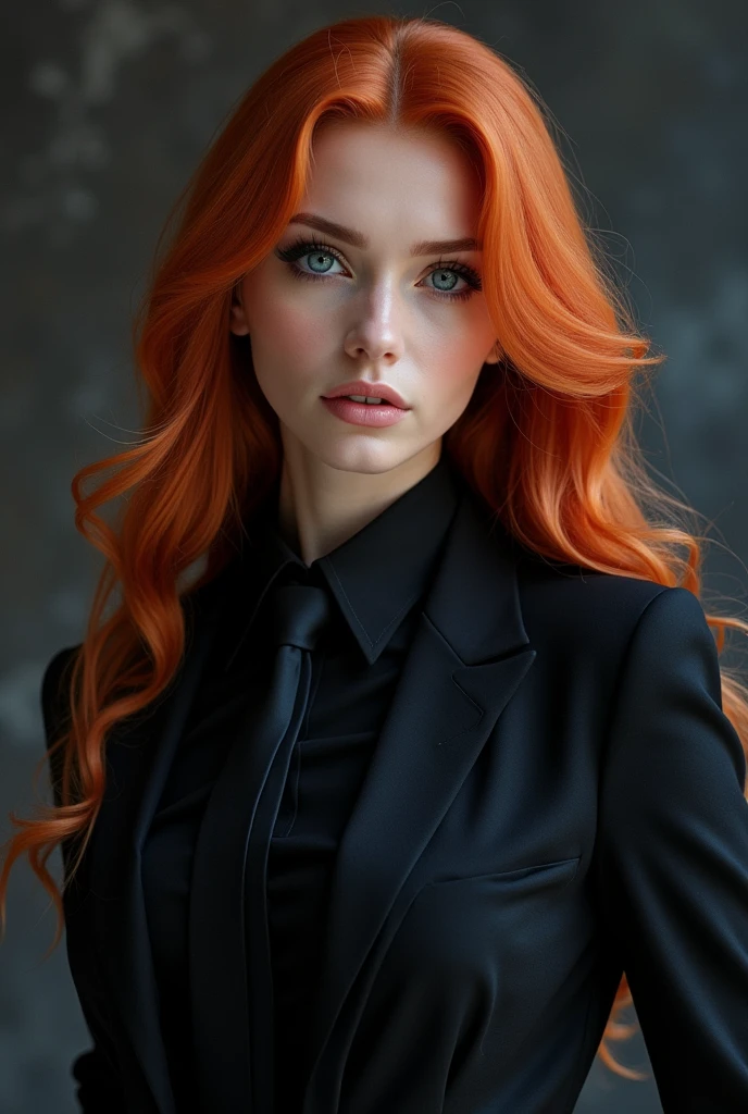 adagio dazzle as eight doctor female with black suit and black necktie with Blue eyes