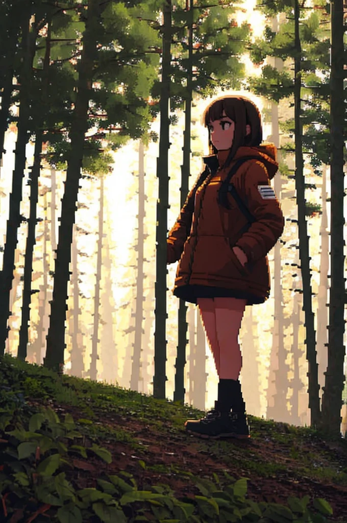 Girl hunter in the forest