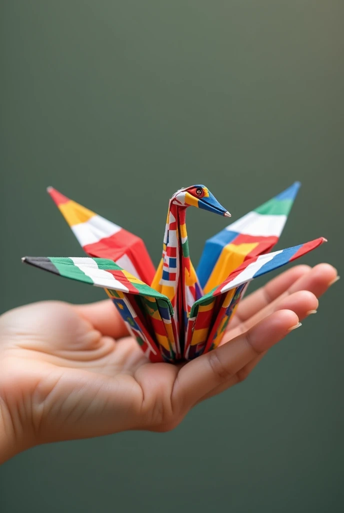 Flags of the World　Origami Crane　On the palm of your hand