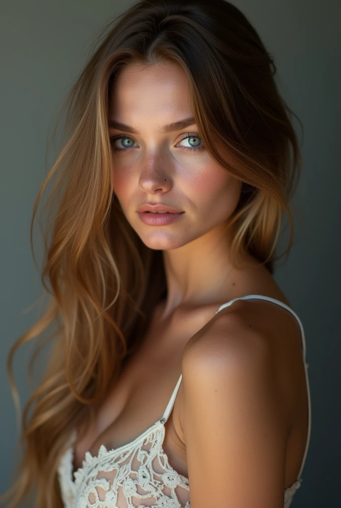 instagram influencer, russian 20 years old supermodel, hot, hot body, portrait close up, blue eyes, long hair, too femmenine, medium breast size, 8k, hyper realistic, photography, hdr,