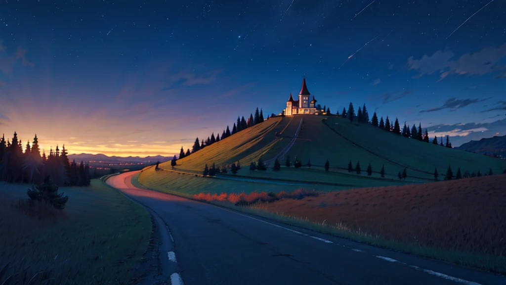 a hill at night, no humans, no persons