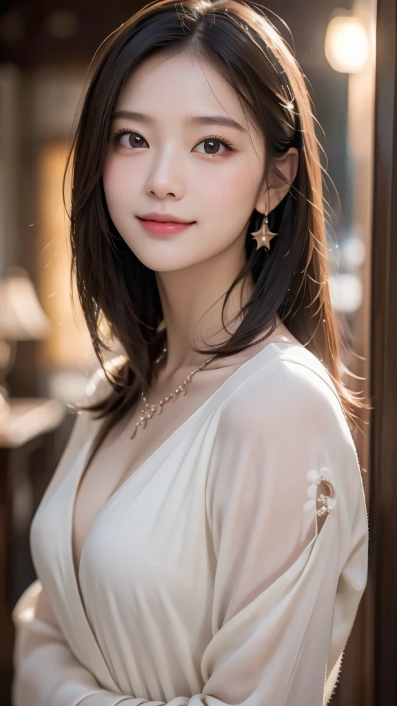 best quality, masterpiece, highres, 1girl,blush,(seductive smile:0.8),star-shaped pupils,china hanfu,hair ornament,necklace, jewelry,Beautiful face,upon_body, tyndall effect,photorealistic, dark studio, rim lighting, two tone lighting,(high detailed skin:1.2), 8k uhd, dslr, soft lighting, high quality, volumetric lighting, candid, Photograph, high resolution, 4k, 8k, Bokeh