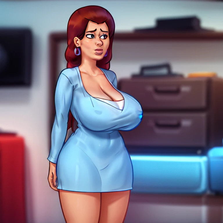 Lois Griffin, cartoon family guy Lois Griffin, classic cartoon outfit, Breasts huge, standing in the TV room