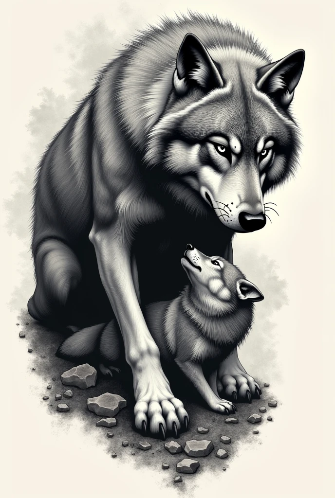 Wolf and litle wolf (tatoo)